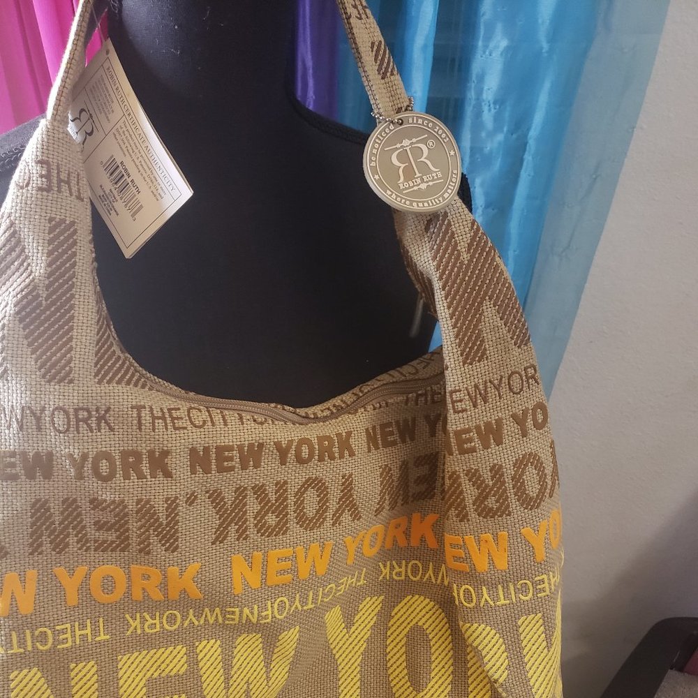 ORANGE TAN YELLOW NEW YORK LOGO HANGBAG